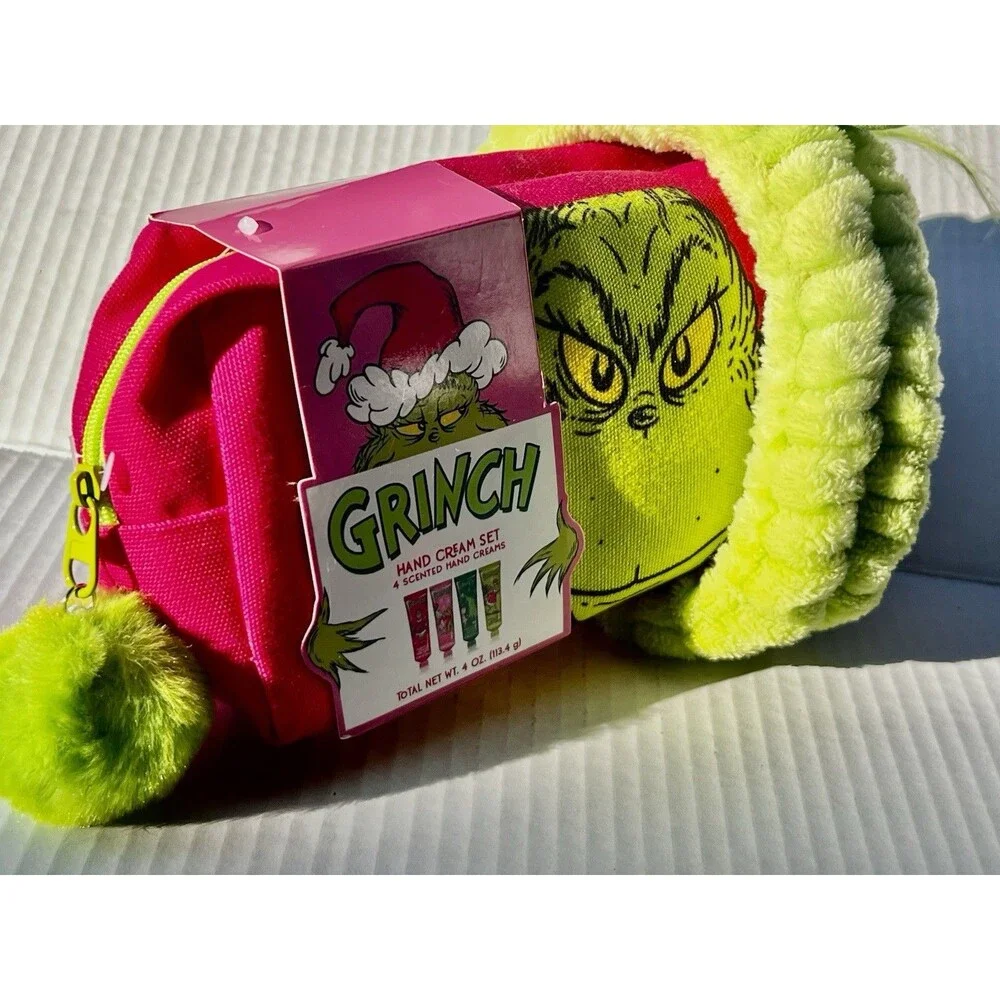 Dr. Seuss The Grinch Makeup Bag Gift Set Headband & 4 Hand Creams NWT